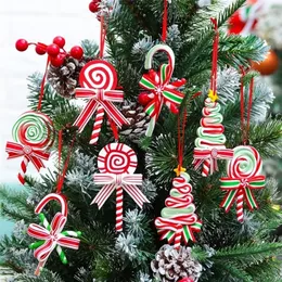 Julekorationer 8 stycken Candy Ornament Lollipop Ornament Xmas Decor Cane H￤ngande falska k￤ppar Hantverk f￶r 221125