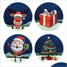 Andra dekorativa klisterm￤rken Juldekoration Gift Sticker MTI Design Stickers Party Festival Santa Claus Pattern Room Sticky Paper Dhyhe