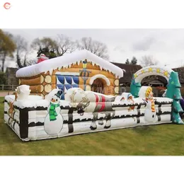outdoor activities Advertising Inflatables 2022 Xmas 7.3x5.1m Giant Inflatable Santa Grotto Christmas House with Beautiful Printing