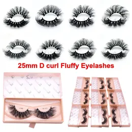 25mm False Eyelash Faux Mink Lashes Long Dramatic 5D Russian D Curl Fluffy Thick Lash Handmade Eye Makeup 10 Styles
