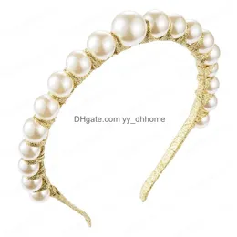 Fasce per capelli Accessori per capelli coreani per donna di alta classe Twining a mano Super Big Pearl Ball Head Bands Drop Delivery Jewelry Hair Dhp0V