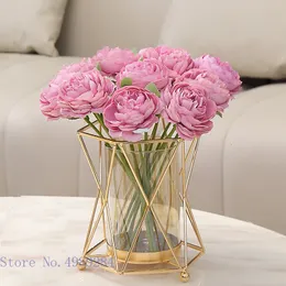 Vases Glass Vase Transparent Hydroponics Metal Hollow Frame Geometric Abstraction Flower Arrangement Accessories Wedding Decoration 221126