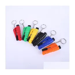 Keychains Lanyards Life Saving Hammer Key Chain Rings Portable Self Defense Emergency Rescue Car Accessories Seat Belt Window Brea Dhptu