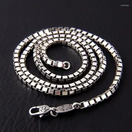 Ketten Echte Reine S925 Sterling Silber Kette Hip Hop Männer Geschenk Glück Vajra Mantra 3,5mm Box Link Halskette 45-70cm