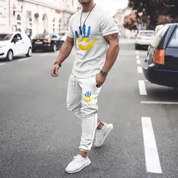 Traccetti da uomo Ucraina Sump da uomo Pantaloni T-shirt Two pezzi Prevista 3D sciolto Casualmente manica corta uomo abbigliamento sportivo abbigliamento