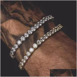 Tennis 6Mm 5Mm 4Mm M Tennis Bracelet Cz Triple Lock Hip Hop Jewelry 1 Row Luxury Men Bracelets Drop Delivery Dhmd6