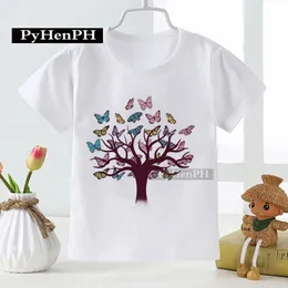 Baby Magic Tree Tops Sommer Kinder Mode Schmetterling Baum Druck Kurzarm Kinder Top Mode Rundhals T-Shirt für Mädchen Jungen nvviok