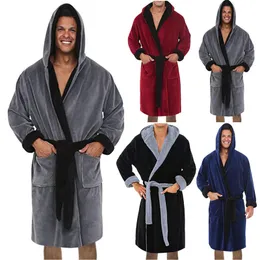 Men's Sleepwear Winter Warm Lovers Women Men Long Robe Thick Kimono Bathrobe Casual Nightdress Soft Homewear Plus Size L5 221124