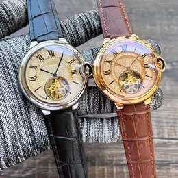 Luxury Men Mechanical Sport Automatyczne zegarek na rękę na rękę Diamentowe zegarek Rzymskie zegarki Mężczyzna czarny skórzany zegar cyrkonu 42 mm