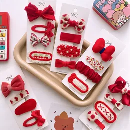 4pcs/set girl for Girls Fabric Bow Bangs Clips 크리스마스 아기 머리 액세서리 니트 달콤한 한국 머리 클립 키즈 선물