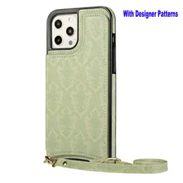 Designers de tendências étnicas Casos de telefone para iPhone 13Pro 14Plus 12 Pro Max Crossbody 11 Couro premium Mandragora Padrões de couro Carteira de couro fundido com cartão de crédito