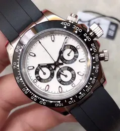 ST9 남성 자동 기계식 시계 럭셔리 디자이너 사파이어 40mm 흰색 다이얼 세라믹 베젤 소형 다이얼 전체 작업 환경 고무 스트랩 손목 시계