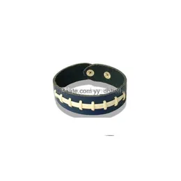 Charm Bracelets Leather Softball Seam Sports Bracelets Baseball Bracelet Bangles For Men Women Jewelry 8Colors Drop Delivery Dh5Lb