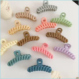 Fermagli per capelli Barrettes Nuovo fermaglio per capelli intrecciato in tinta unita Donna Estate Grande porta coda di cavallo Morsetti Artiglio Granchi Accesso alla moda Dhgarden Dhei3