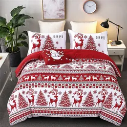 Bedding Sets Christmas Duvet Capa Conjunto de neveflake Red Elk Reineer Tree Rainha Rei Double Twin Sm￣o Crian￧a Adulto Ano Presente 221125