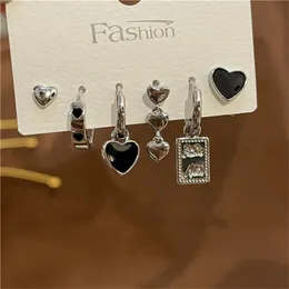 Vintage Metal Tassel Chain Love Heart Earring Set Irregular Geometric Cherry Earrings for Women Gifts Jewelry