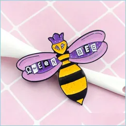 Pins Brooches Cartoon Purple Queen Bee Brooches Sparkling Bees Enamel Pins Shirt Badge Jewelry Gifts 608 H1 Drop Delivery Dhgarden Dhwpm