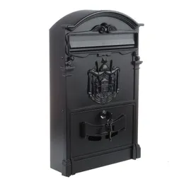 Garden Decorations Heavy Duty Black Aluminium Låsbar Secure Mail Letter Post Box Brevlåda 221128