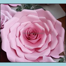 Dekorativa blommor kransar f￶rtjockning papper blommor br￶llop ceremoni dekoration enorm ros 3d display f￶nster manual blommor fest su dhwme