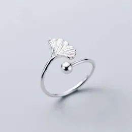 Wedding Rings Personality Punk Vintage Ginkgo Biloba Leaf For Women Men Resizable Size Fashion Trendy Boho Jewelry 2023