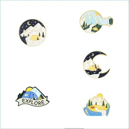 Pins Brooches Trendy Cartoon Snow Mountain Oil Drop Lapel Brooch Badges Pin Bag Gift Men Women Jewelry 609 H1 Delivery Dhgarden Dhb7U