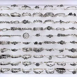 Banda lotes a granel 100 piezas chapado en plata antigua Multi estilos para mujeres Vintage señoras flor moda dedo Retro joyería 221125