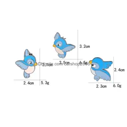 Pins Brooches Cute Animal Zinc Alloy Brooch Pins 3Pcs/Set Blue Bird Enamel Metal Brooches For Girls Gift Jewelry Cartoon Badges Den Dhasq