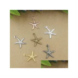Charms 100 Pcs 15X18Mm 7 Cores Vintage Starfish Charms Wholesale Bronze Material Faça você mesmo Jóias Pingente Drop Delivery Findings Componente Dhgjq