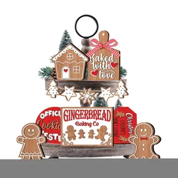 Objetos decorativos Figuras Sign de madeira Decorações de Natal 12pcs Combattop Ornamentos