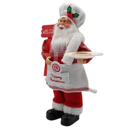 Dekoracje świąteczne 12 cali świąteczne szef kuchni Santa Figurine Doll Akcesoria Święty Mikołaj Claus Figurki świąteczne ozdoby zawieszające imprezę Prezenty dla dzieci Prezenty 221125
