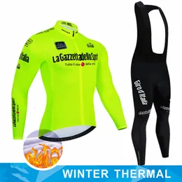 Conjuntos de Camisas de Ciclismo Tour Of Italy Quente Inverno Térmico Fleece Masculino Equitação Ao Ar Livre MTB Ropa Ciclismo Conjunto de Calças Bib 221125