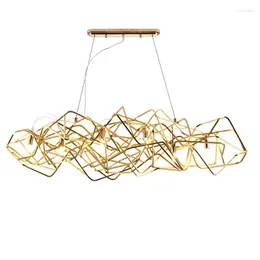 Kronleuchter Postmoderne Luxus LED Esszimmer Kronleuchter Nordic Wohnzimmer Bar Rezeption Hause Dekorieren Zweige Hängende Lampe Aluminium Gold