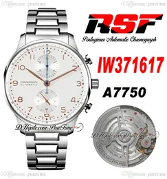 RSF IW3716 A7750 Automatisk kronograf Mens Watch 41mm Silver Dial Guldmark￶rer Rostfritt st￥l Armband Super Edition ETA Watches Puretime 03B2