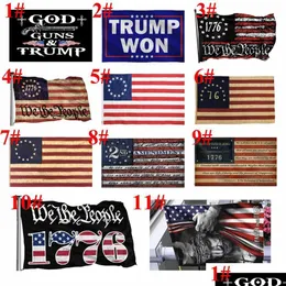 Banner Flags Dhs American Flagfaith Over Fear God Jesus 3X5Ft Bandiere 100D Banner in poliestere Indoor Outdoor Colori vivaci Alta qualità W Dheu2