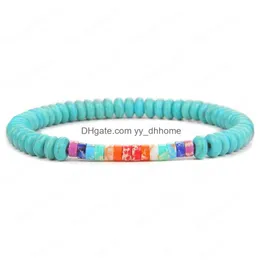 Braccialetti con ciondoli Fatti a mano Naturale Blu Caffè Rondelle Pietra Bracciale Uomo Donna Moda Elastico Abaco Perline Psera Gioielli Regali Goccia Dh8W7