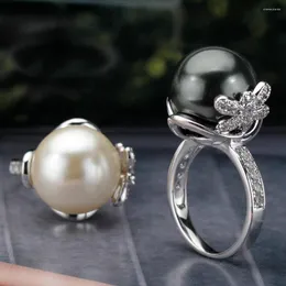 Pierścionki ślubne Proste wykwintne barokowe perły Srebrny Pierścień Asymetryczna cyrkonka dla kobiet zaręczyny Wieczność Biżuteria Cała duża wyprzedaż