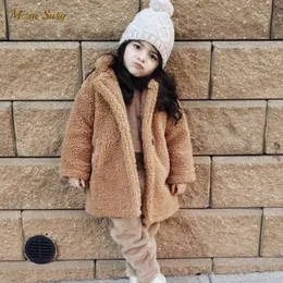 Coat Fashion Baby Girl Boy Winter Jacket Fur Thick Child Warm Sheep Like Long Loose Kid Outwear Clothes High Quality 214Y 221125