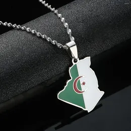 Pendant Necklaces Algeria Map Algerians Flag Necklace Women Girl African Chains Gold Color Jewelry