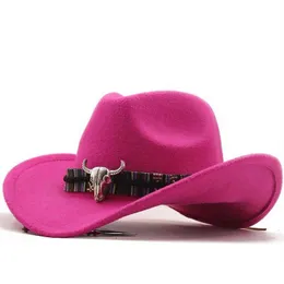 Hats Scarves Gloves Sets Europe US cross border western cowboy hat horn woolen jazz top