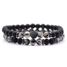 Charm Bracelets Handmade Loves Gift 6Mm Natural Stone Beads Strands Bracelets Gun Metal Cz Charm Drop Delivery Jewelry Dhahv