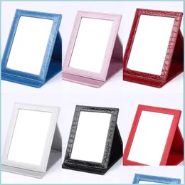 المرايا PU قابلة للطي مرايا صغيرة الحجم لوني لونية مرآة مستحضرات التجميل الأحمر الأسود اللون الأرجواني MTI ملحقات مستحضرات التجميل وصول جديد 8HL DHO7I
