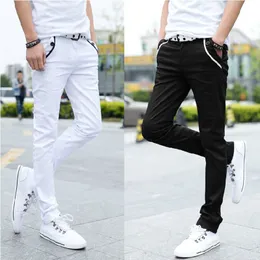 Erkek kot toptan moda bahar yaz gündelik siyah beyaz sokak giymek dimi pantolon erkekler pontallon homme sıska kalem pantolon 221128