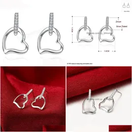 Dangle Chandelier 925 Sterling Sier Heartshaped Aaa Zircon Dangle Earrings Charm Women Jewelry Fashion Wedding Engagement Party Gi Dhrf9