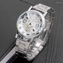 Armbandsur Steel Men Watches Hollow Design Quartz Classic Masculino Relojes Hombre Business Wristwatch Luxury Clock Drop Ship Saati
