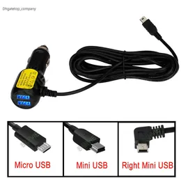 5V 3.5A Dual Mini USB Ports Dash Cam Carette Adapter Lättare kabeluttag för DVR -fordon med 3,5 meter