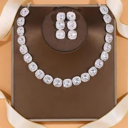 Naszyjnik Zestaw Kolczyków Stonefans Okrągły Kryształ I Biżuteria Ślubna Luksusowy Rhinestone Choker Dubai Bridal Women Gift