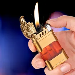 Creative Eagle Gas Lighter Personality Open Flame Lighter Retro Grinding Wheel Flint Cigarette Lighter Refill Unusual Gift