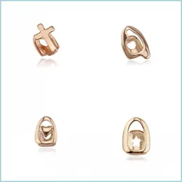 Grillz Griglie dentali Cuore scavato a forma di croce Bretelle placcate in oro Sier Gioielli di moda singoli per le donne Uomo Regali Hip Hop Dhgarden Dh0Nw