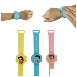 Novità Articoli Disinfettante per le mani Braccialetti Lavaggio Sile Bracciali Orologio per bambini Moda sicura Mix portatile Colori Food Grade 15Ak F2 Drop Deli Dhntx