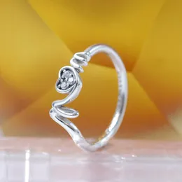925 Sterling Silver Mum Pave Heart Ring Fit Pandora Jewellry Commement Amantes de la boda Anillo de moda para mujeres
